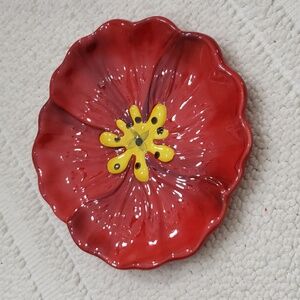 PIER 1 IMPORTS HAND PAINTED EARTHENWARE GRACE RED POPPY PLATE